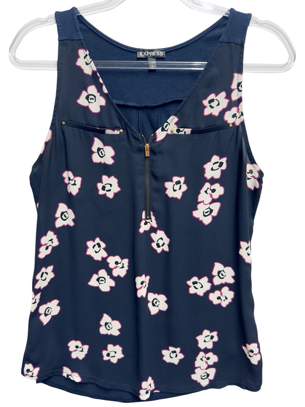 Tuxedo Silky Portofino Knit Floral Tank Top Blouse